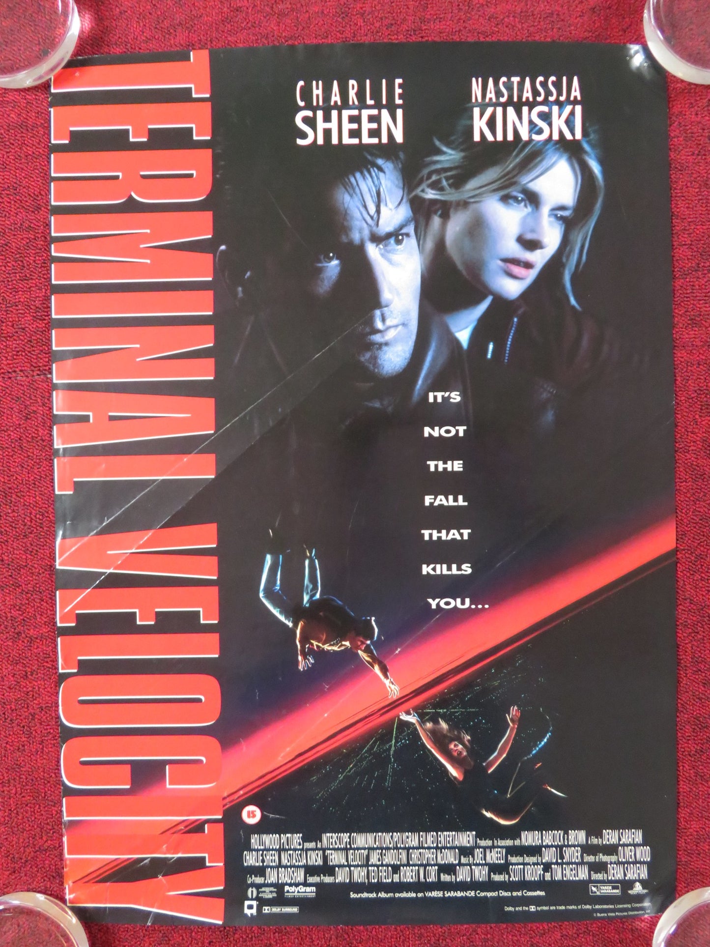 TERMINAL VELOCITY VHS POSTER CHARLIE SHEEN NASTASSJA KINSKI 1994