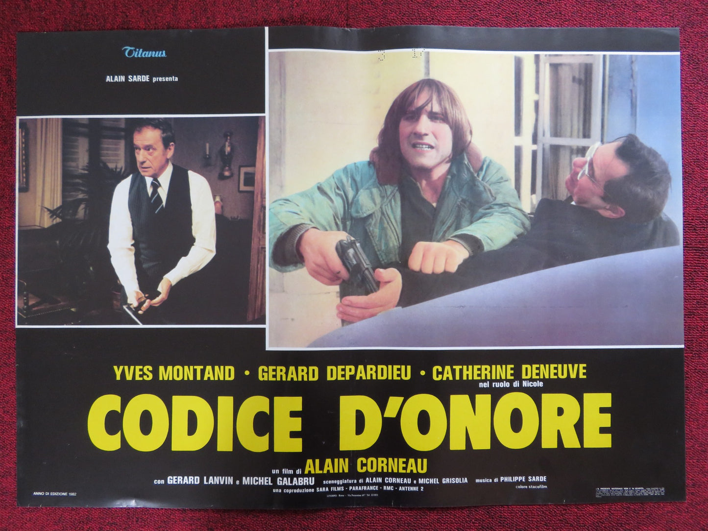 CODICE D'ONORE - A ITALIAN FOTOBUSTA POSTER YVES MONTAND GERARD DEPARDIEU 1982