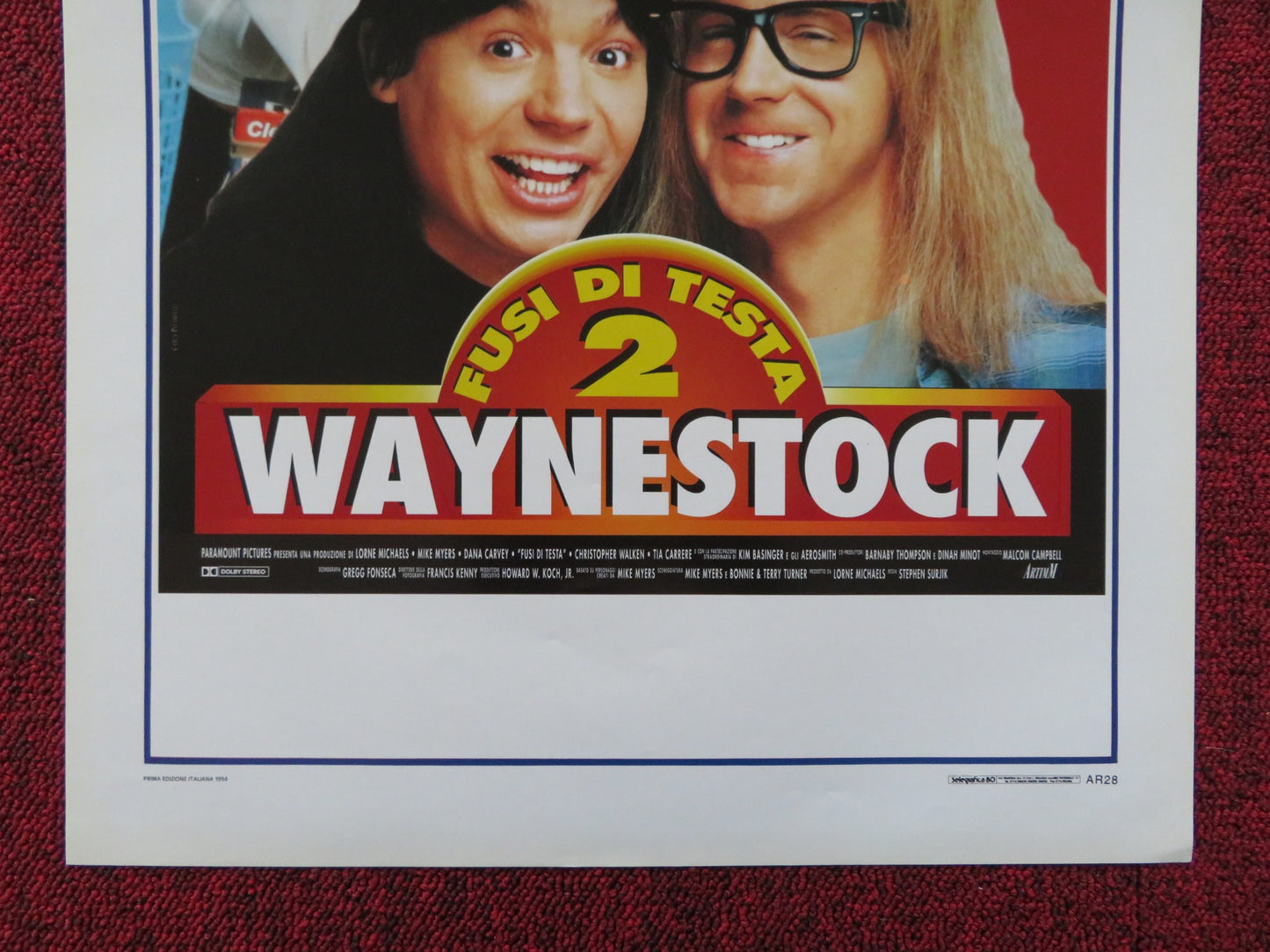 WAYNE'S WORLD 2 ITALIAN LOCANDINA POSTER MIKE MYERS DANA CARVEY 1994