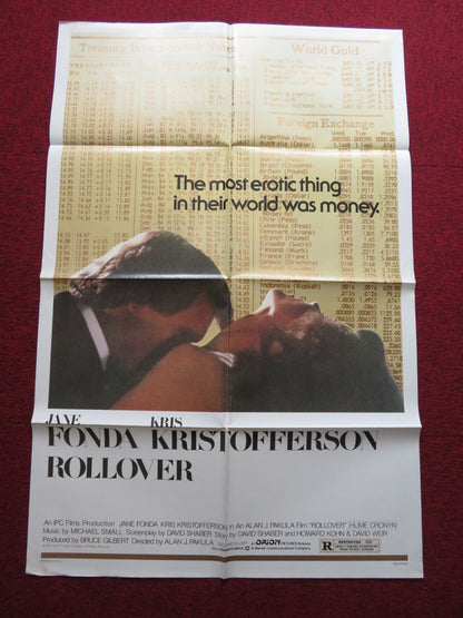 ROLLOVER FOLDED US ONE SHEET POSTER JANE FONDA KRIS KRISTOFFERSON 1981