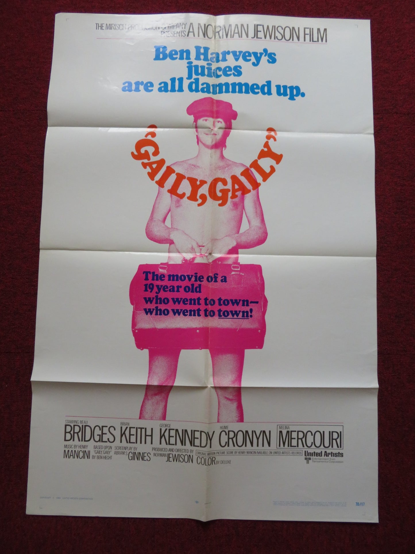 GAILY, GAILY FOLDED US ONE SHEET POSTER BEAU BRIDGES BRIAN KEITH 1969