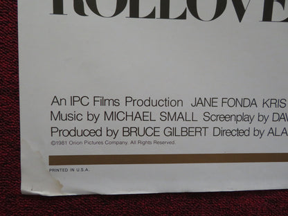 ROLLOVER FOLDED US ONE SHEET POSTER JANE FONDA KRIS KRISTOFFERSON 1981