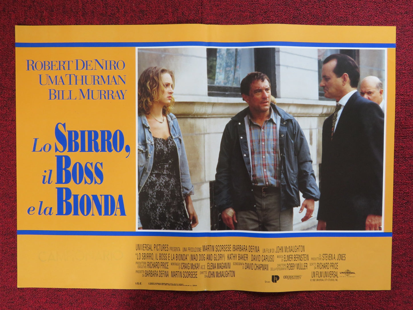 MAD DOG AND GLORY - D ITALIAN FOTOBUSTA POSTER ROBERT DE NIRO BILL MURRAY 1992