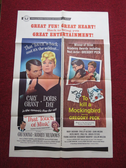 THAT TOUCH OF MINK / TO KILL A MOCKINGBIRD COMBO FOLDED US ONE SHEET POSTER 1967