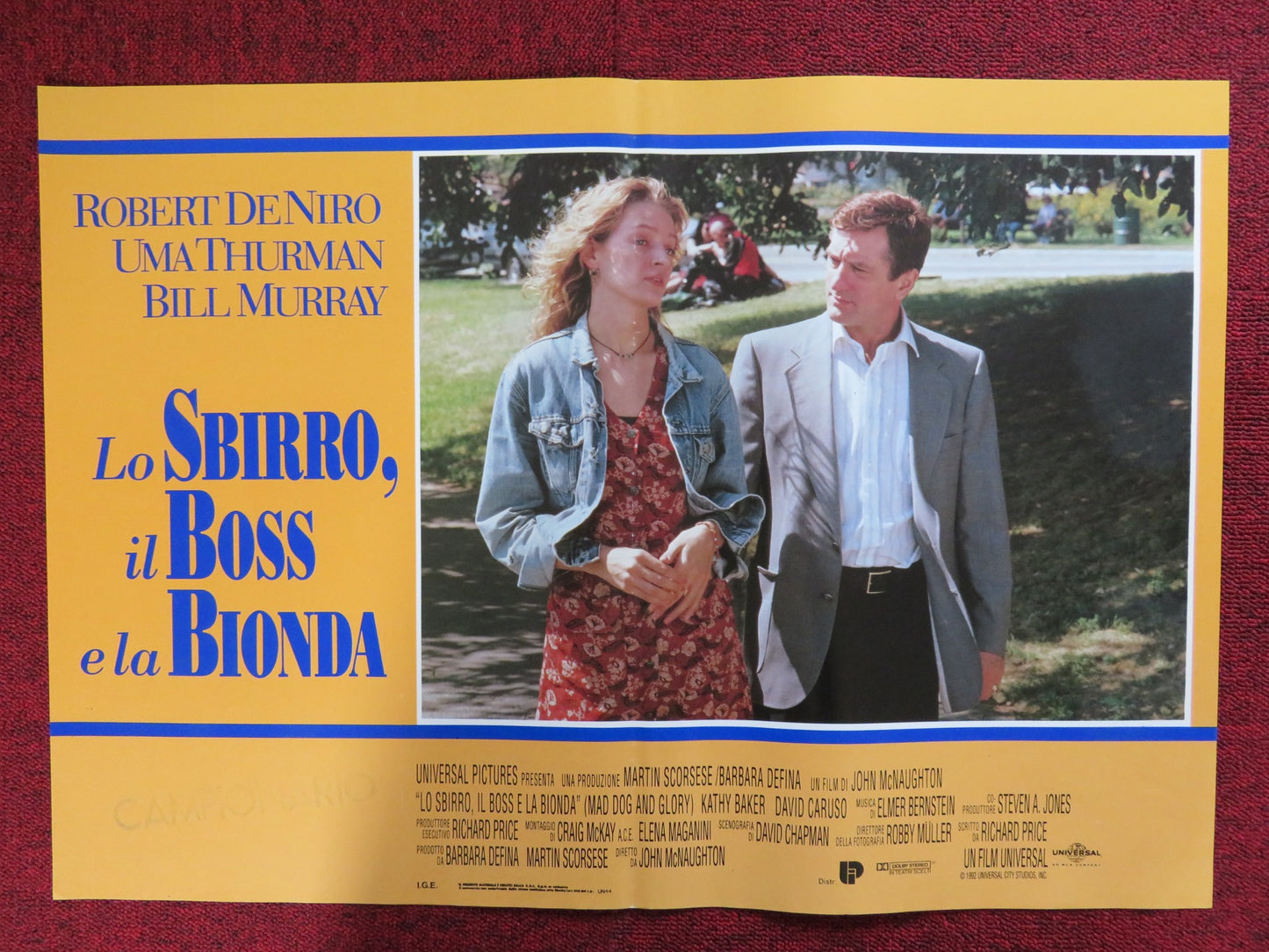 MAD DOG AND GLORY - E ITALIAN FOTOBUSTA POSTER ROBERT DE NIRO UMA THURMAN 1992