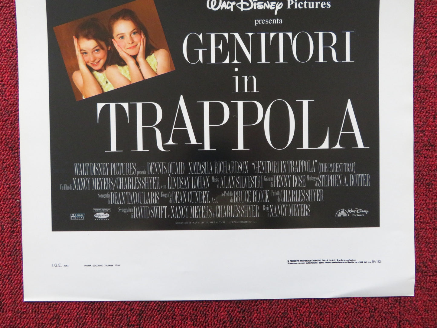 THE PARENT TRAP ITALIAN LOCANDINA POSTER DISNEY DENNIS QUAID LINDSAY LOHAN 1999