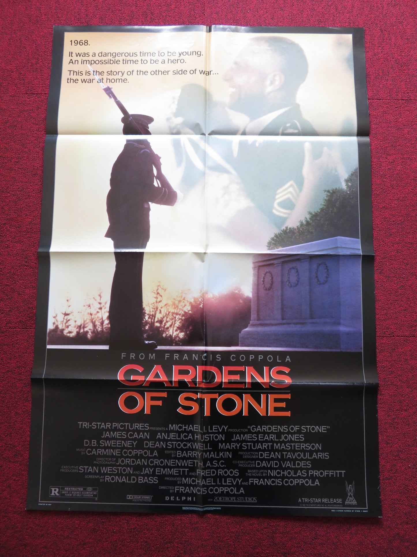 GARDEN OF STONE FOLDED US ONE SHEET POSTER JAMES CAAN ANJELICA HUSTON 1987