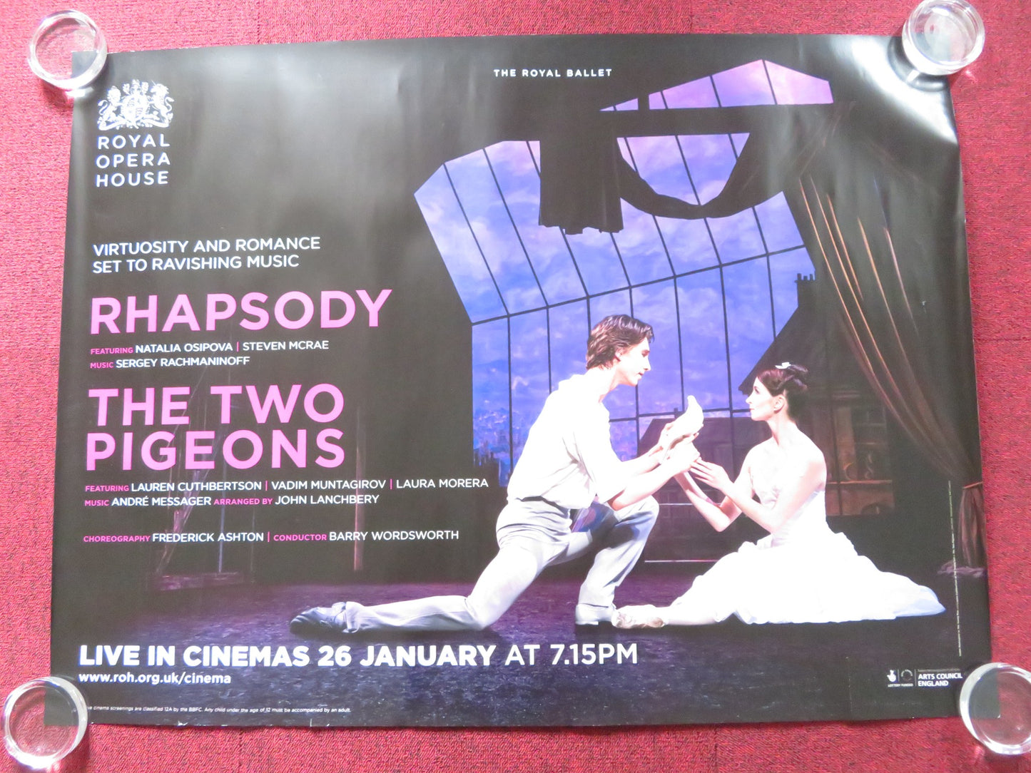 THE ROYAL BALLET RHAPSODY THE TWO PIGEONS UK QUAD (30"x 40") ROLLED POSTER 2016