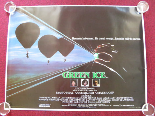 GREEN ICE UK QUAD (30"x 40") ROLLED POSTER RYAN O'NEAL ANNE ARCHER 1981