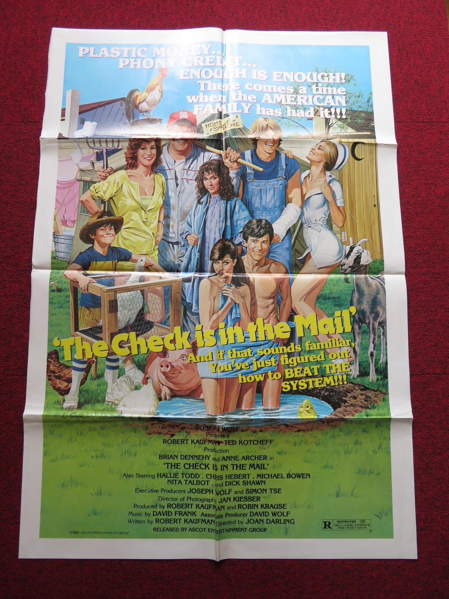 THE CHECK IS IN THE MAIL FOLDED US ONE SHEET POSTER BRIAN DENNEHY A. ARCHER 1985