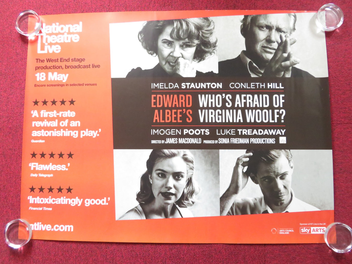 NTL: WHO'S AFRAID OF VIRGINIA WOOLF UK QUAD (30"x 40") ROLLED POSTER 2017