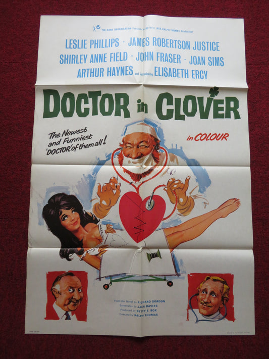 DOCTOR IN CLOVER FOLDED US ONE SHEET POSTER LESLIE PHILLIPS 1966