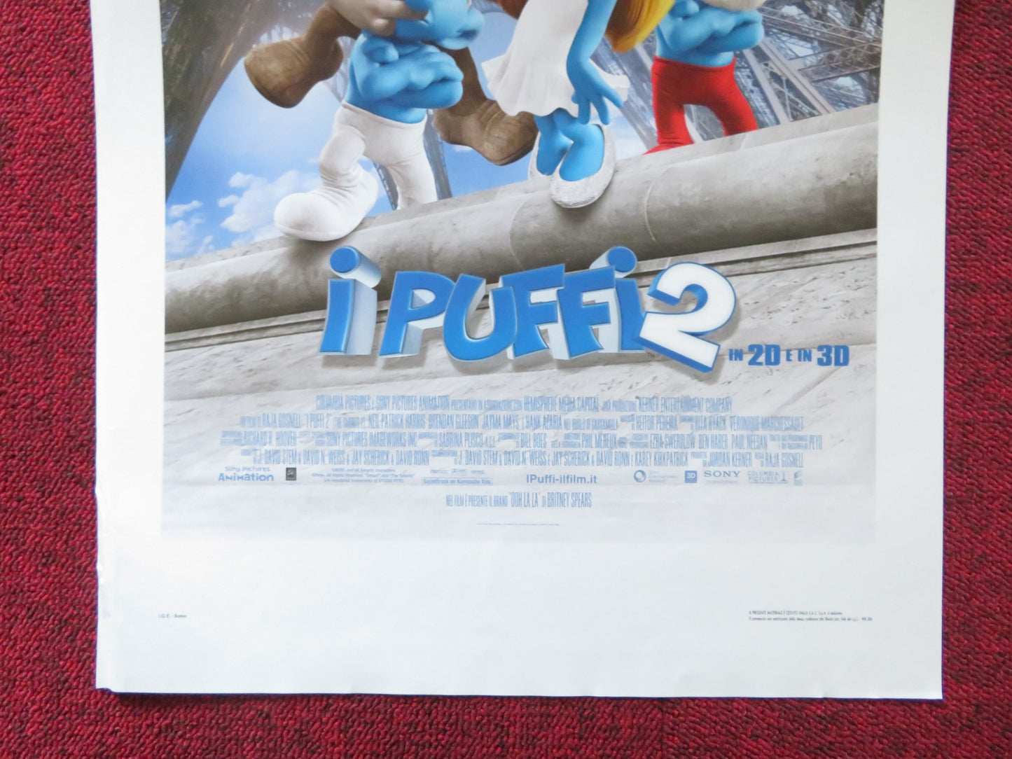 THE SMURFS 2 ITALIAN LOCANDINA POSTER HANK AZARIA NEIL PATRICK HARRIS 2013