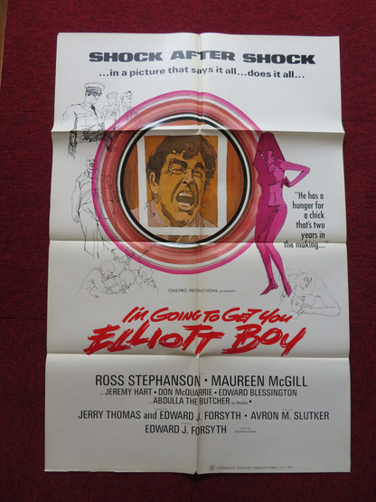 CAGED MEN FOLDED US ONE SHEET POSTER ROSS STEPHANSON MAUREEN MCGILL 1971