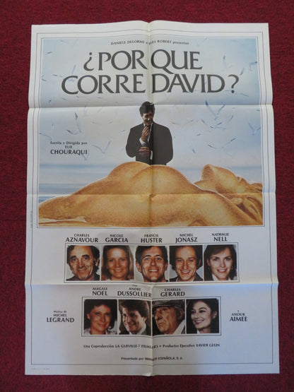 QU'EST-CE QUI FAIT COURIR DAVID FOLDED SPANISH POSTER CHARLES AZNAVOUR 1982