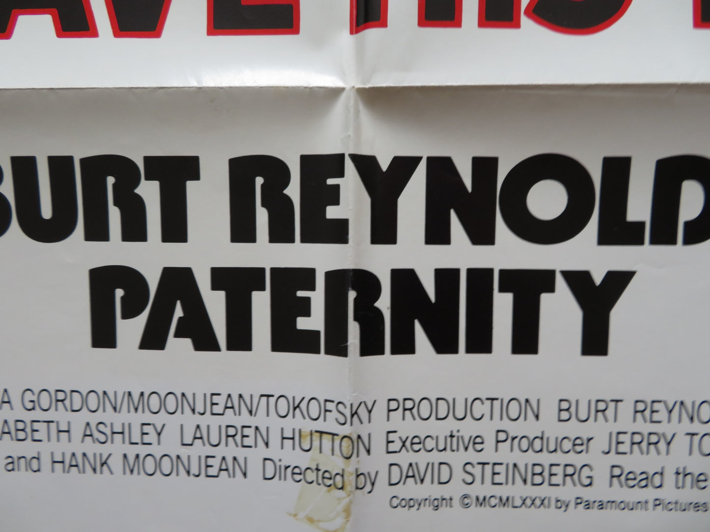 PATERNITY FOLDED US ONE SHEET POSTER BURT REYNOLDS 1981