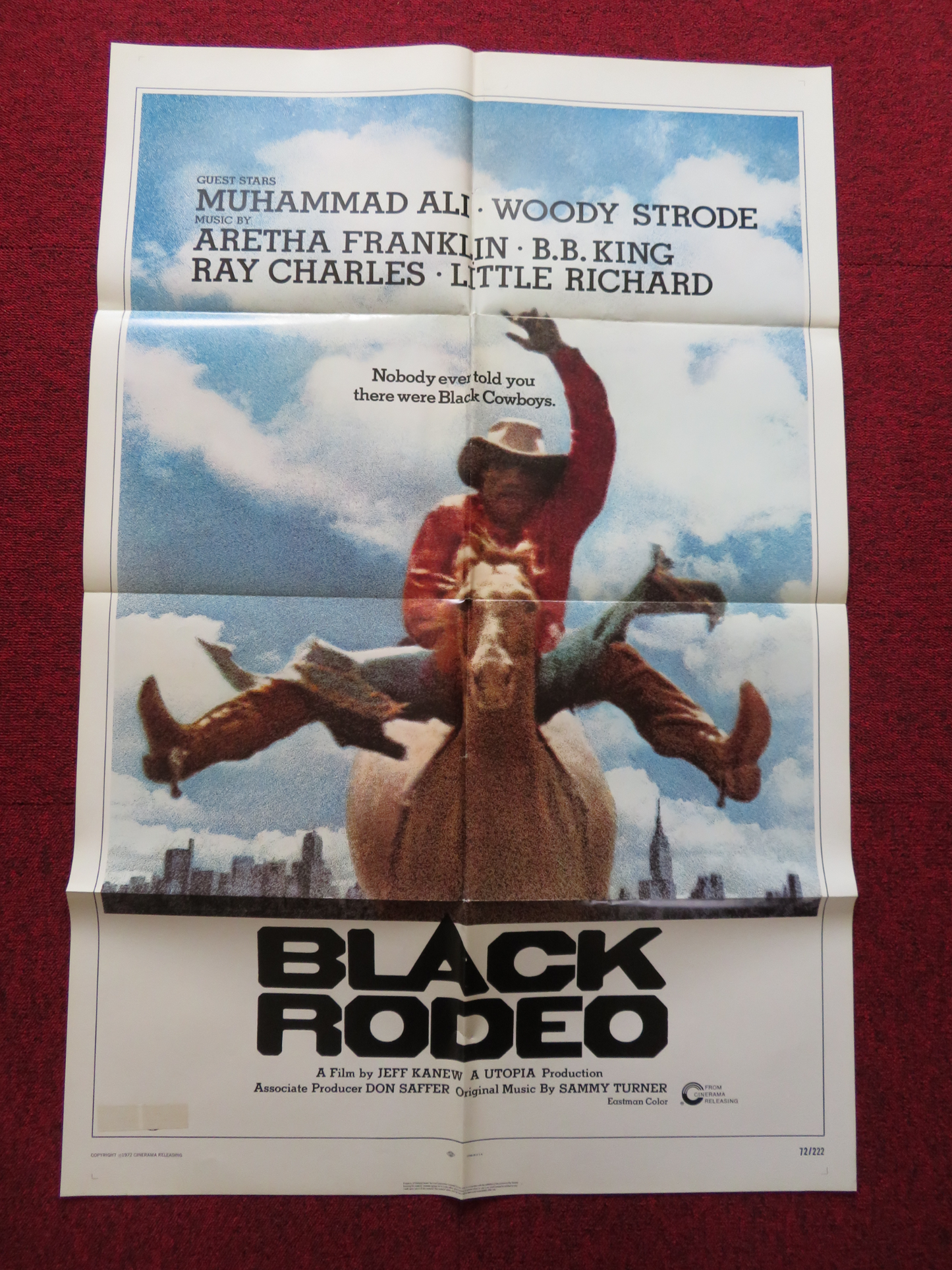 BLACK RODEO FOLDED US ONE SHEET POSTER MUHAMMAD ALI WOODY STRODE 1972