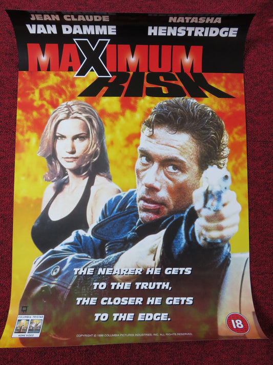 MAXIMUM RISK DOUBLE SIDED VHS VIDEO POSTER JEAN-CLAUDE VAN DAMME 1996