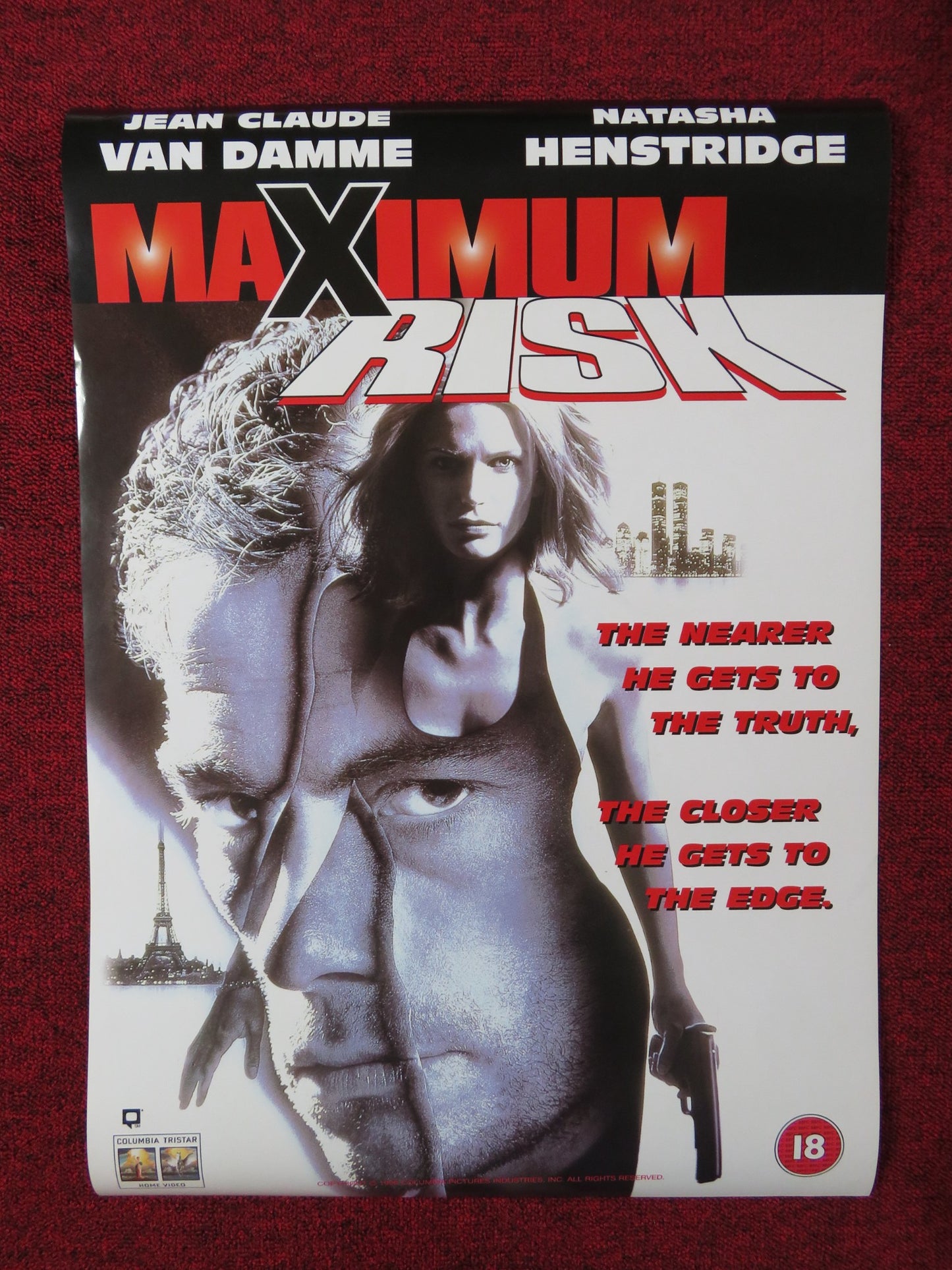 MAXIMUM RISK DOUBLE SIDED VHS VIDEO POSTER JEAN-CLAUDE VAN DAMME 1996