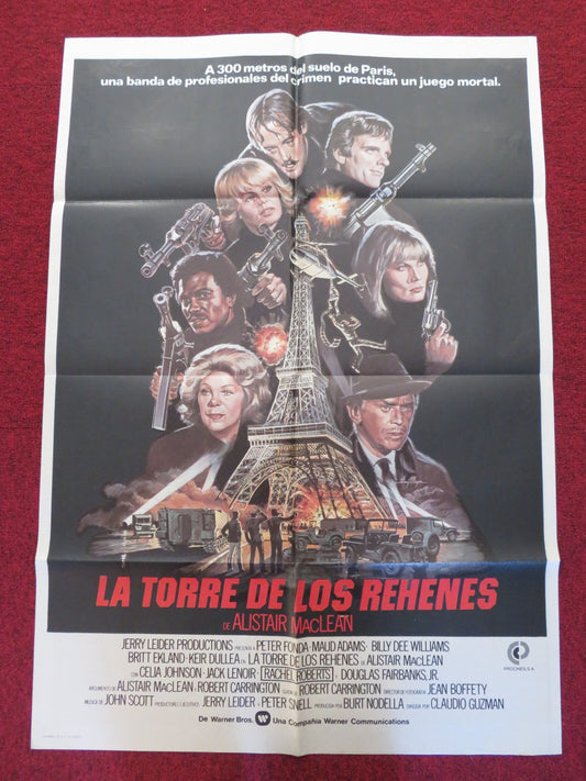 THE HOSTAGE TOWER FOLDED SPANISH POSTER PETER FONDA MAUD ADAMS 1980