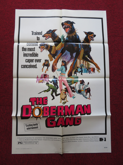 THE DOBERMAN GANG FOLDED US ONE SHEET POSTER BYRON MABE HAL REED 1972