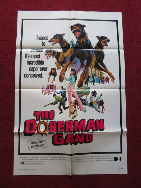 THE DOBERMAN GANG FOLDED US ONE SHEET POSTER BYRON MABE HAL REED 1972