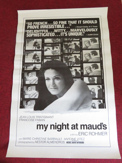 MY NIGHT AT MAUD'S US ONE SHEET ROLLED POSTER JEAN-LOUIS TRINTIGNANT 1969