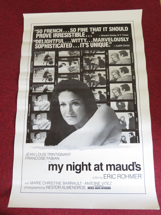 MY NIGHT AT MAUD'S US ONE SHEET ROLLED POSTER JEAN-LOUIS TRINTIGNANT 1969