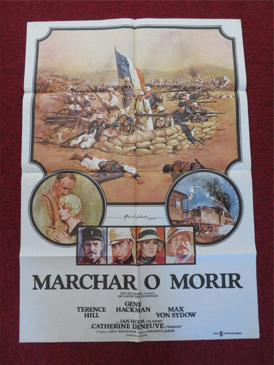 MARCH OR DIE FOLDED SPANISH POSTER GENE HACKMAN TERENCE HILL 1977