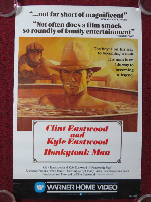 HONKYTONK MAN VHS VIDEO POSTER ROLLED CLINT EASTWOOD KYLE EASTWOOD 1983