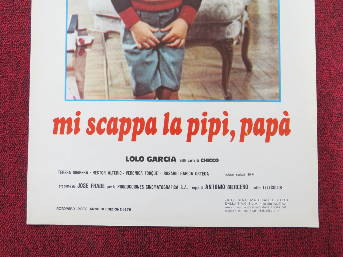 MI SCAPPA LA PIPI PAPA ITALIAN LOCANDINA POSTER LOLO GARCIA TERESA GIMPERA 1979