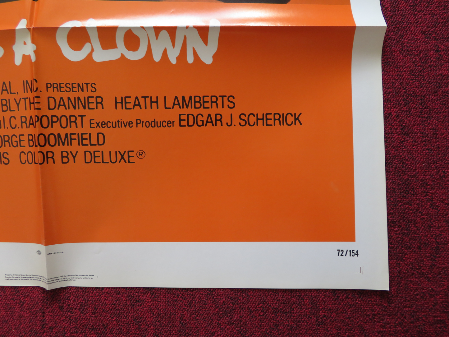 TO KILL A CLOWN FOLDED US ONE SHEET POSTER ALAN ALDA BLYTHE DANNER 1972