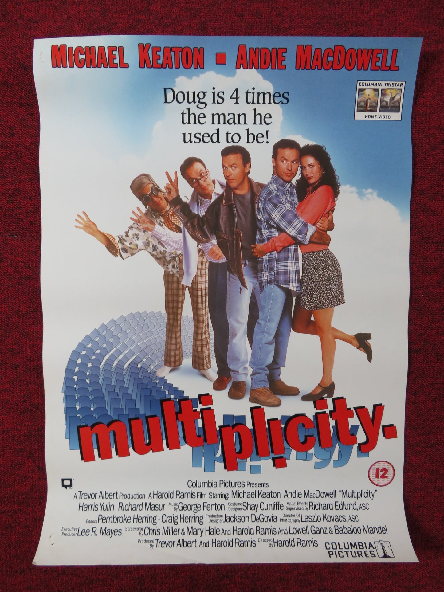 MULTIPLICITY VHS VIDEO POSTER MICHAEL KEATON ANDIE MACDOWELL 1996