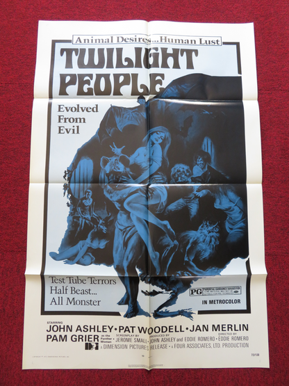 THE TWILIGHT PEOPLE FOLDED US ONE SHEET POSTER JOHN ASHLEY PAT WOODELL 1972