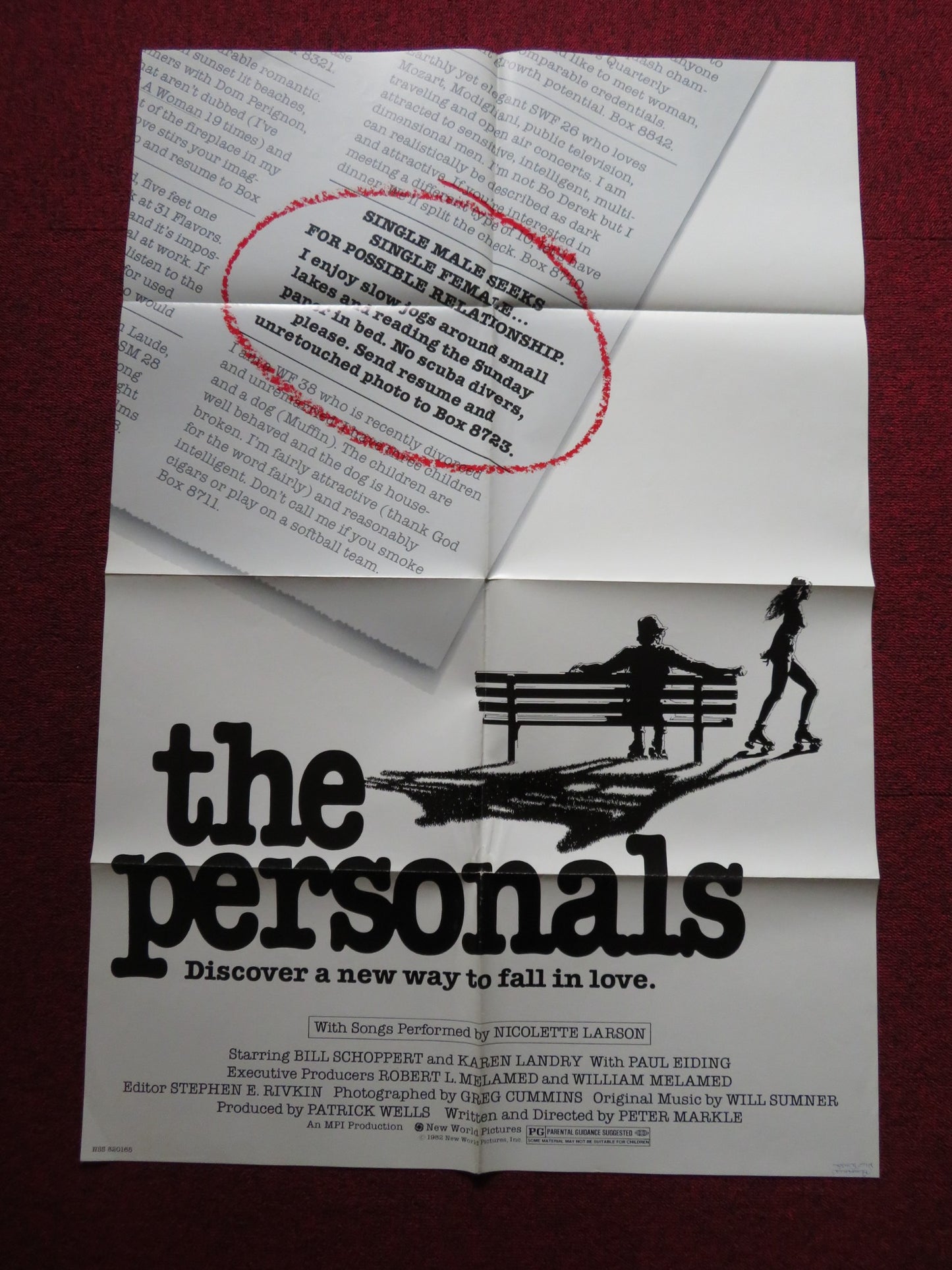 THE PERSONALS FOLDED US ONE SHEET POSTER BILL SCHOPPERT 1982