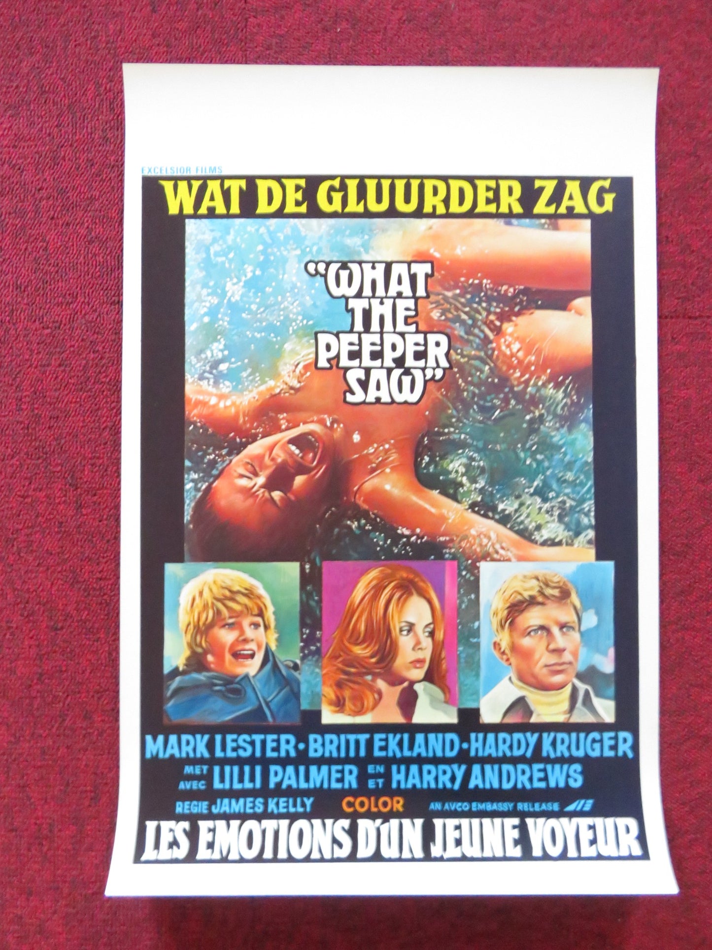 WHAT THE PEEPER SAW BELGIUM (14"x 21.5") POSTER MARK LESTER BRITT EKLAND 1972