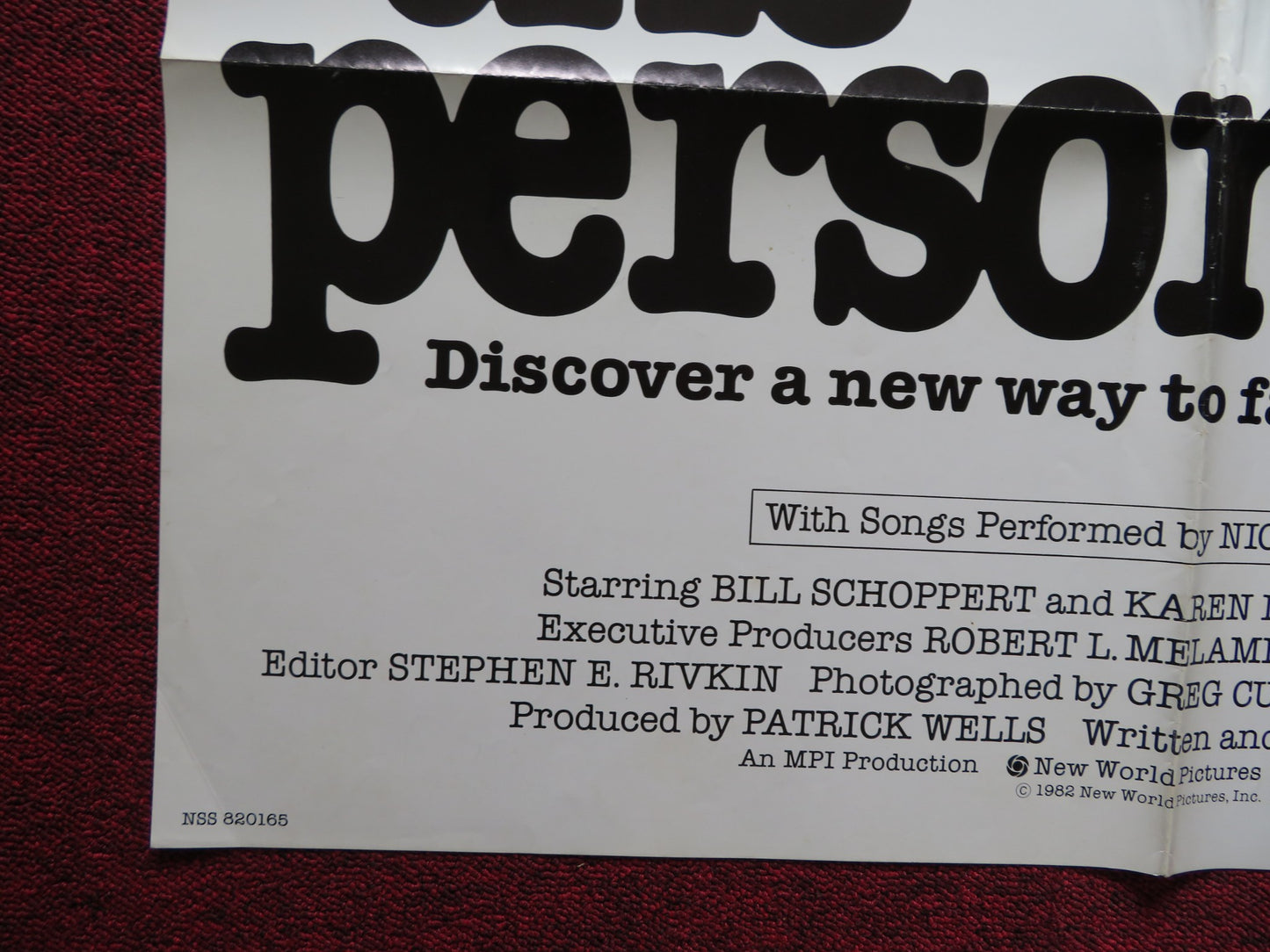 THE PERSONALS FOLDED US ONE SHEET POSTER BILL SCHOPPERT 1982