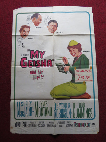 MY GEISHA FOLDED US ONE SHEET POSTER SHIRLEY MACLAINE YVE MONTAND 1962