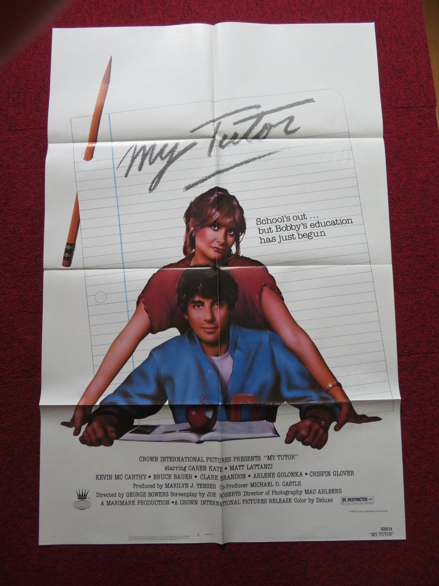 MY TUTOR FOLDED US ONE SHEET POSTER CAREN KAYE MATT LATTANZI 1983