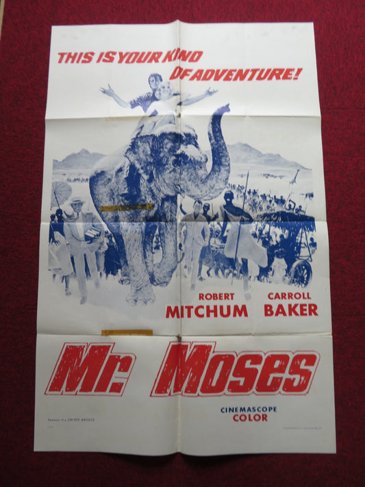 MISTER MOSES FOLDED US ONE SHEET POSTER ROBERT MITCHUM CARROLL BAKER 1965