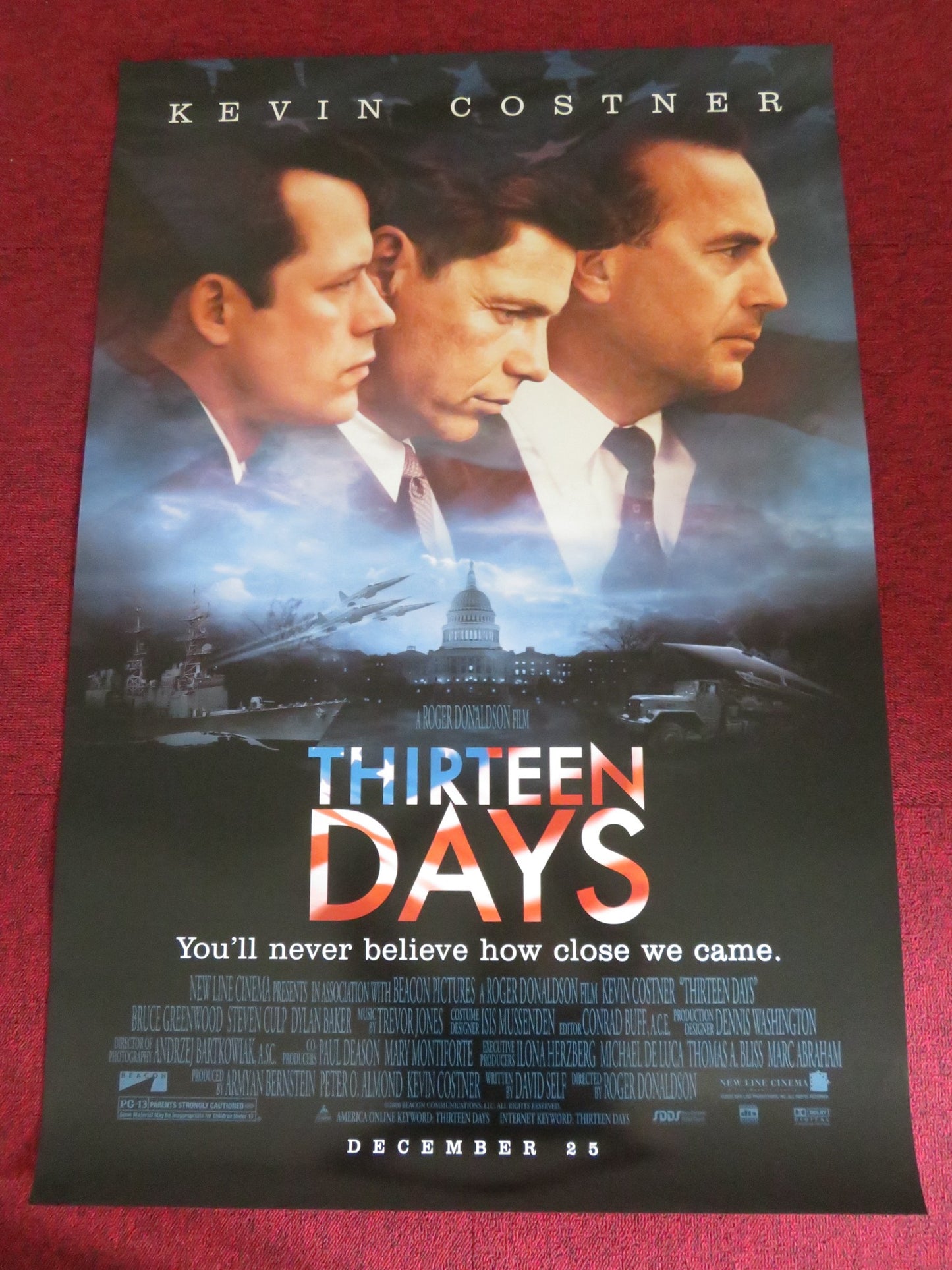 THIRTEEN DAYS US ONE SHEET ROLLED POSTER KEVIN COSTNER SHAWN DRISCOLL 2000