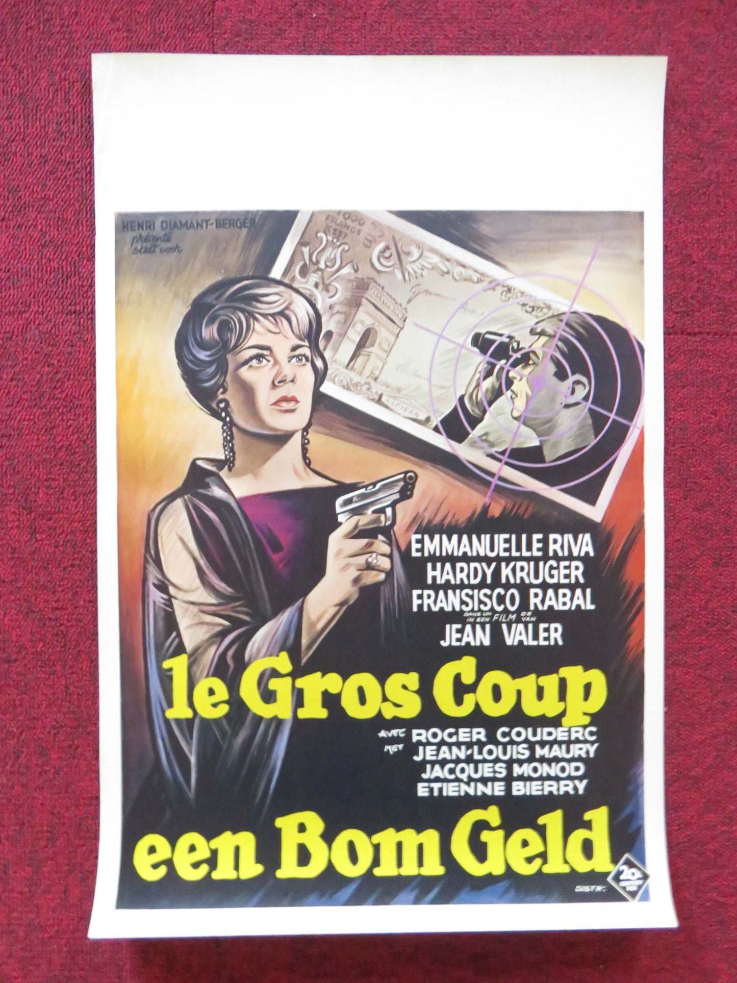 LE GROS COUP BELGIUM (14"x 21") POSTER EMMANUELLE RIVA HARDY KRUGER 1964