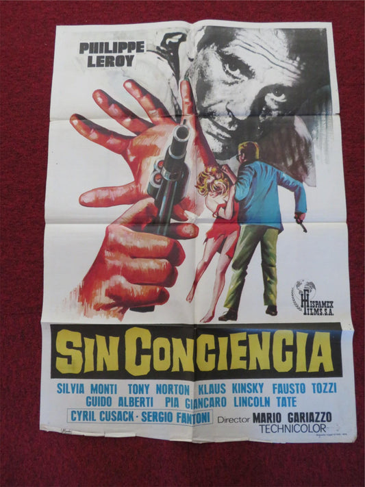 LA MANO SPIETATA DELLA LEGGE FOLDED SPANISH POSTER PHILIPPE LEROY 1973