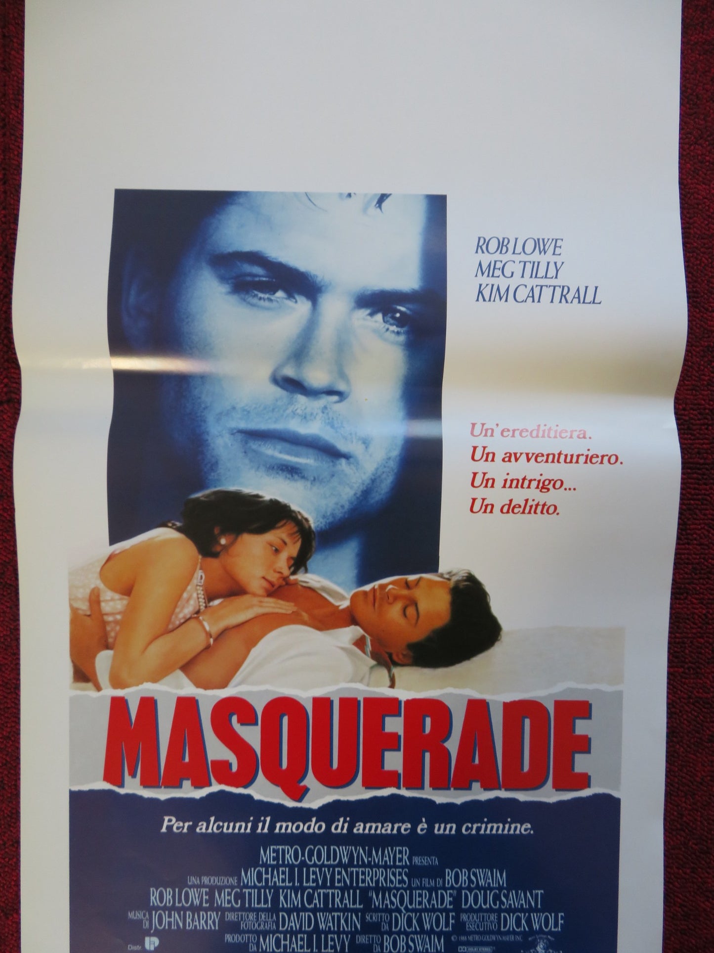 MASQUERADE ITALIAN LOCANDINA (27.5"x13") POSTER ROB LOWE MEG TILLY 1989