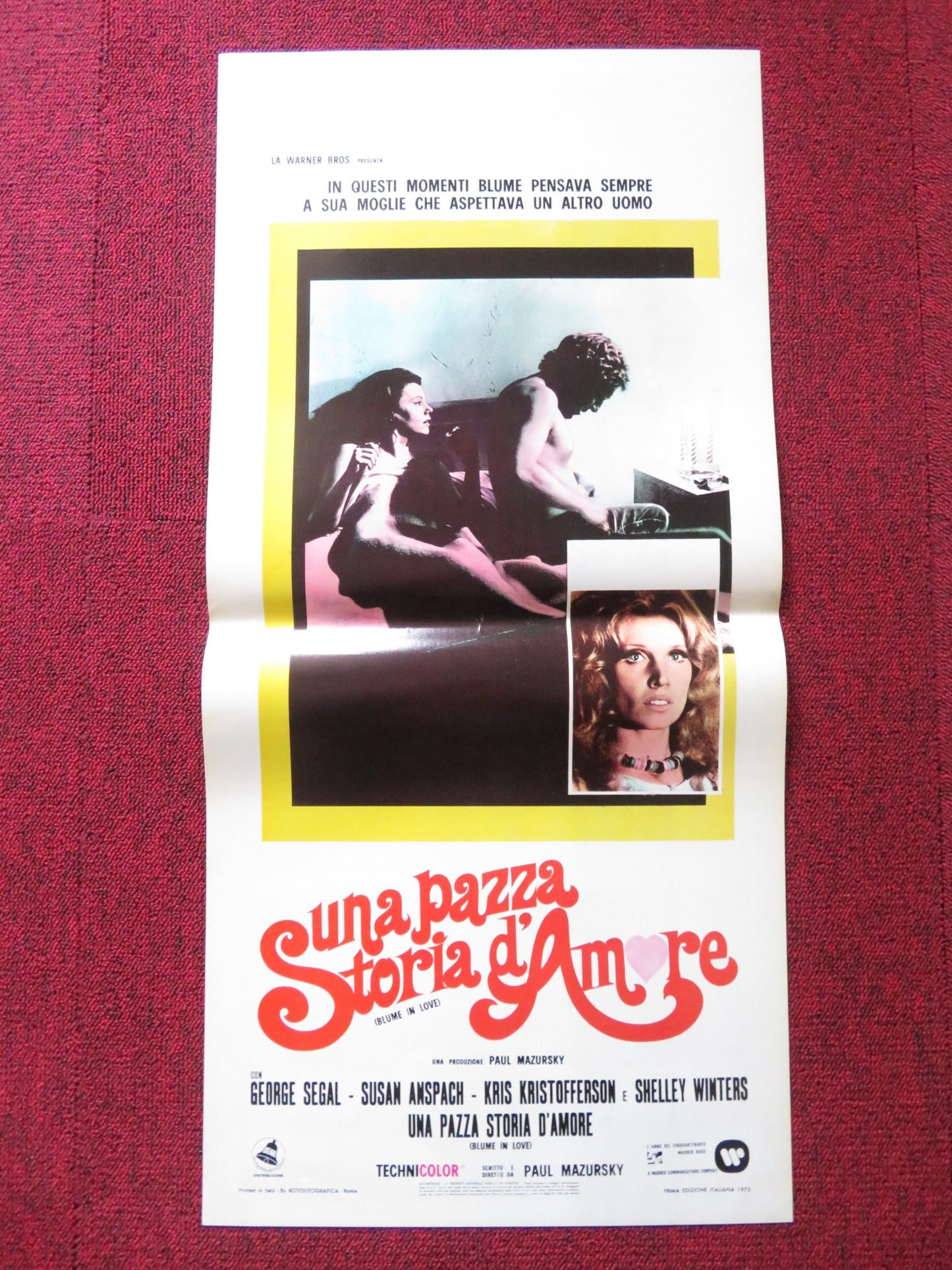 BLUME IN LOVE ITALIAN LOCANDINA POSTER GEORGE SEGAL SUSAN ANSPACH 1973