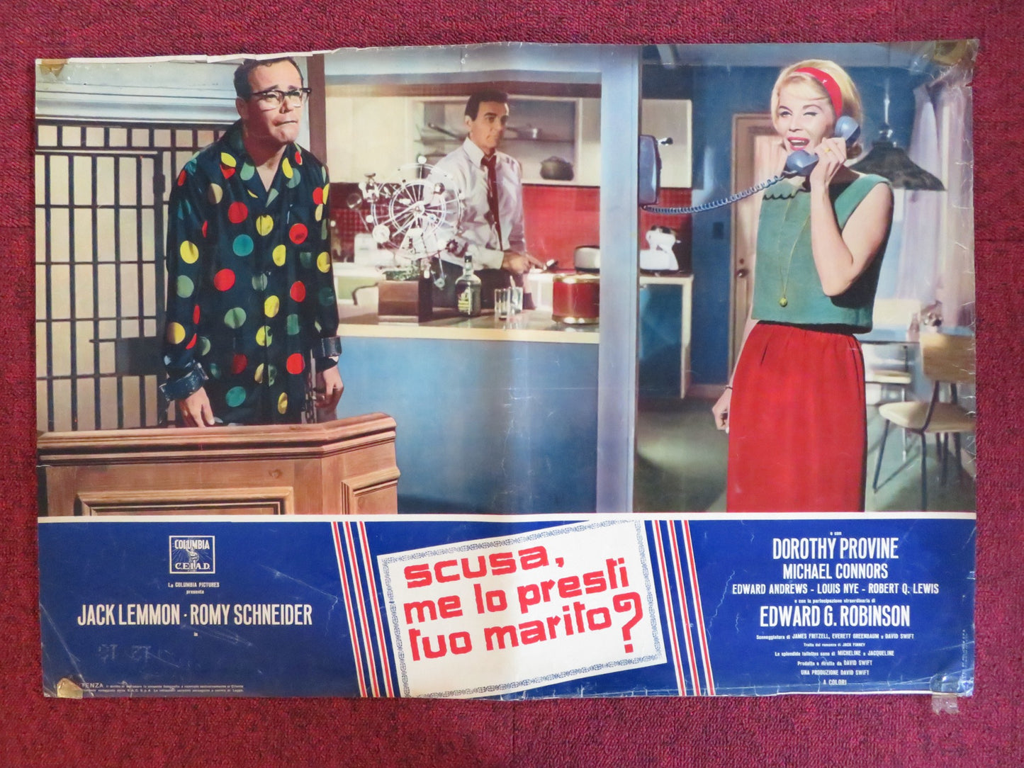 GOOD NEIGHBOR SAM - A ITALIAN FOTOBUSTA POSTER JACK LEMMON ROMY SCHNEIDER 1964