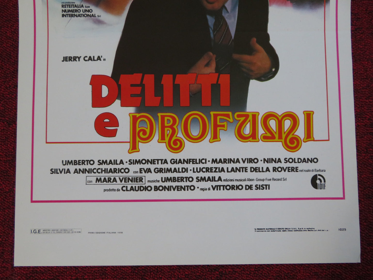 DELITTI E PROFUMI ITALIAN LOCANDINA (27.5"x13") POSTER JERRY CALA U. SMAILA 1988