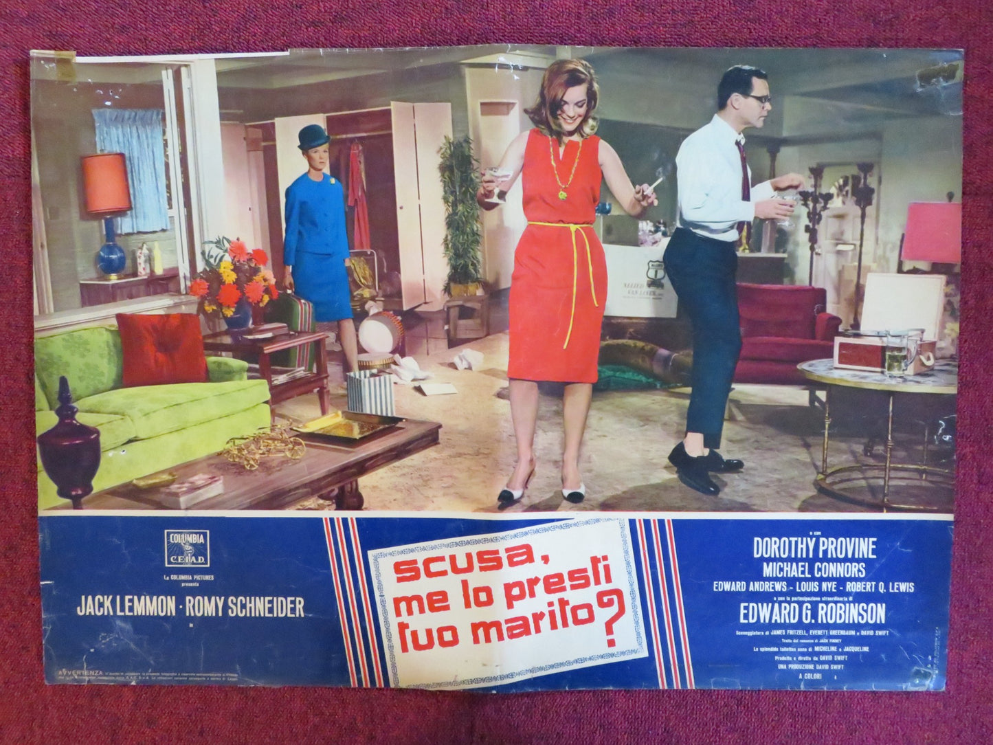 GOOD NEIGHBOR SAM - E ITALIAN FOTOBUSTA POSTER JACK LEMMON ROMY SCHNEIDER 1964