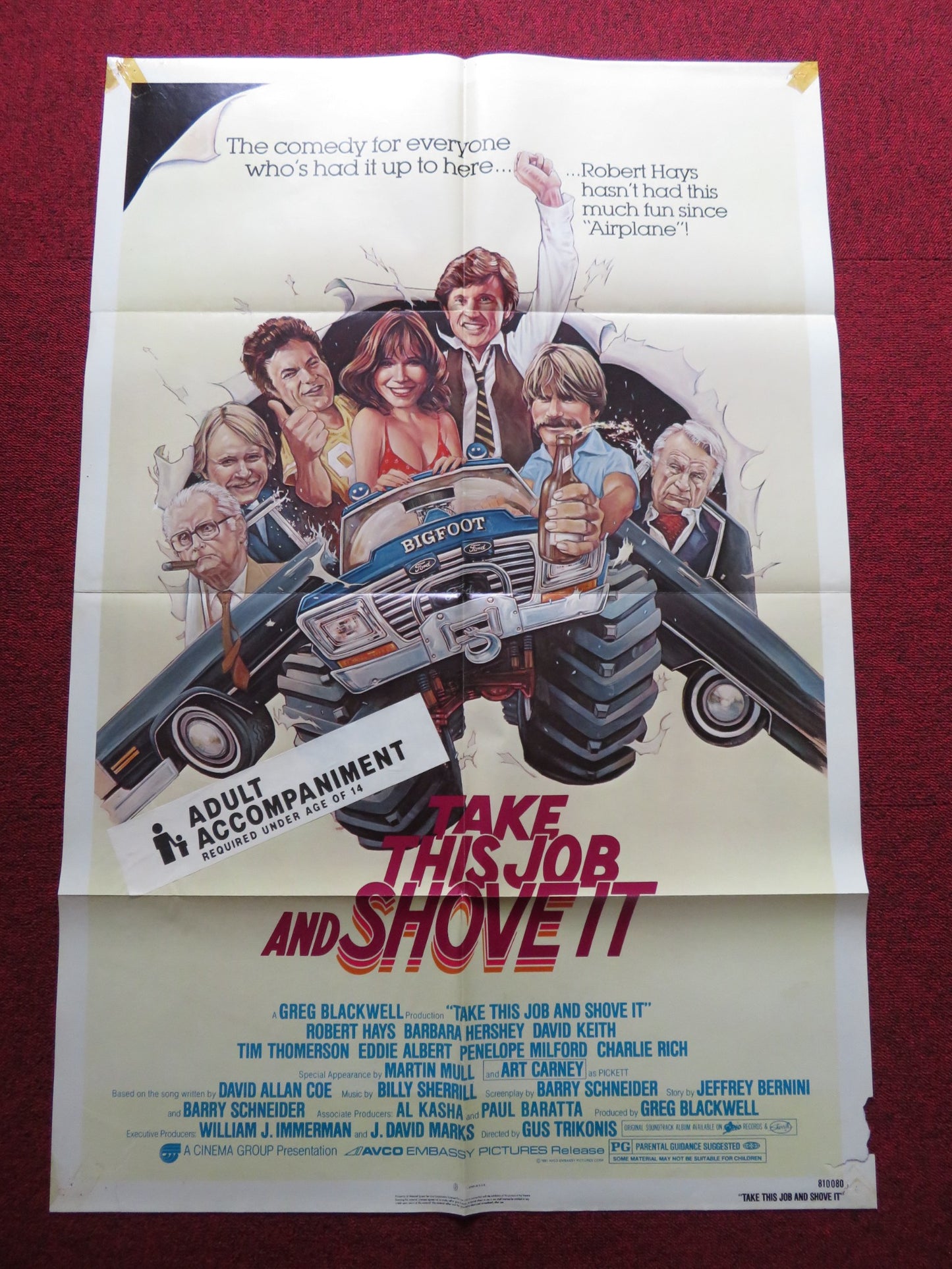 TAKE THIS JOB AND SHOVE IT FOLDED US ONE SHEET POSTER ROBERT HAYS A. CARNEY 1981