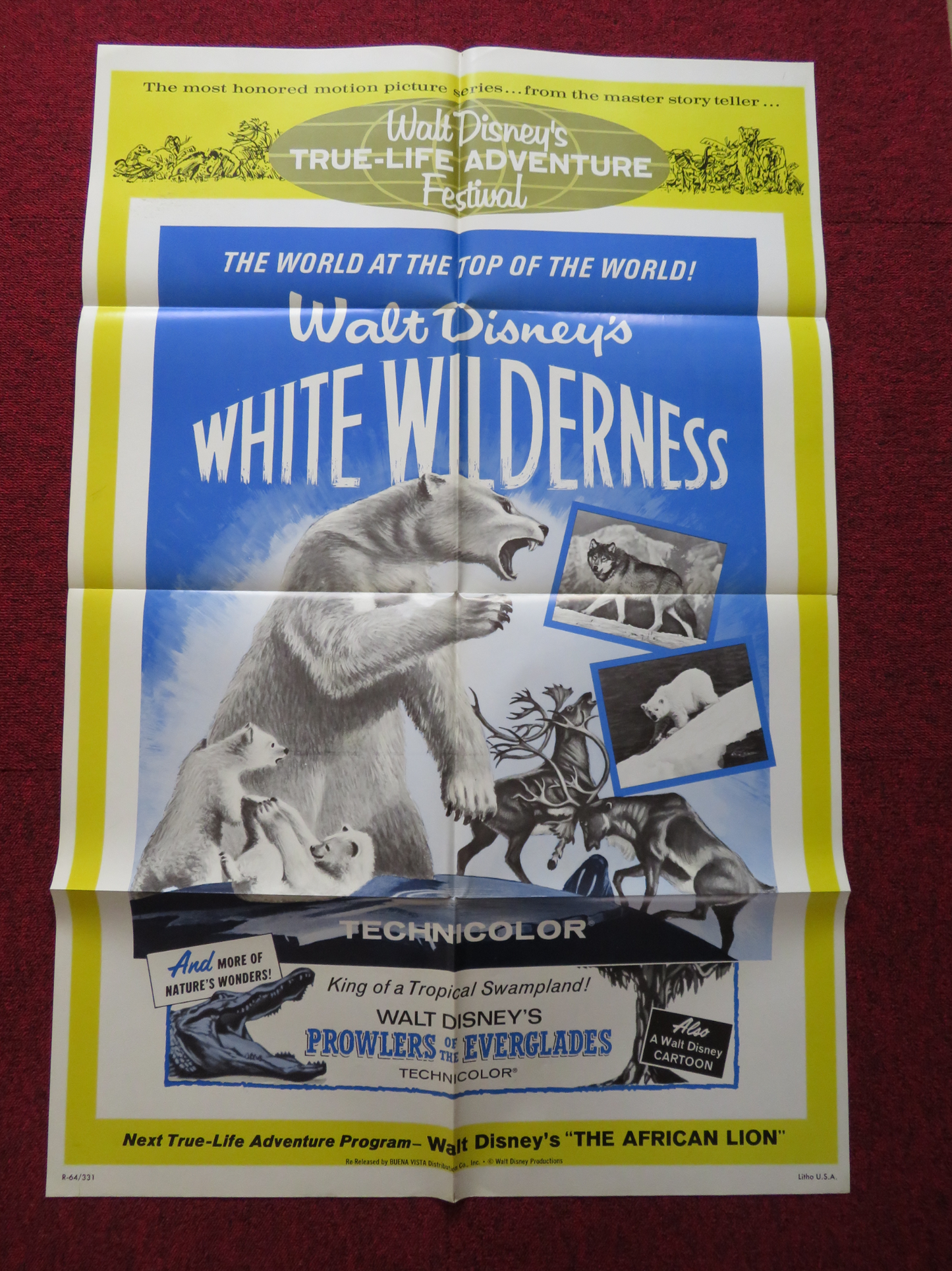 WHITE WILDERNESS FOLDED US ONE SHEET POSTER DISNEY WINSTON HIBLER 1964